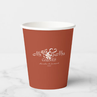 Brick Red Shabby Chic Mr & Mr Wedding Paper cup Pappbecher
