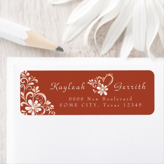 Brick Red Shabby Chic Return Address Label (Insitu)