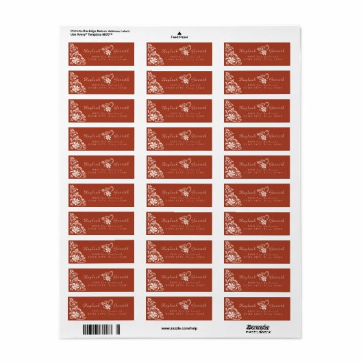Brick Red Shabby Chic Return Address Label (Vorne)