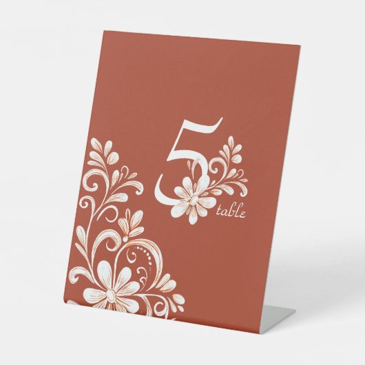 Brick Red Shabby Chic Wedding Table Sign Sockelschild (Vorderseite)