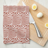 BRICK RED ZEBRA STRIPES GESCHIRRTUCH (Viertel Falte)
