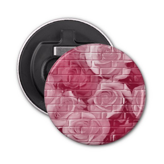 Brick-Rose 14 Mauve-Round-Flasche-Opener Flaschenöffner (Vorderseite)