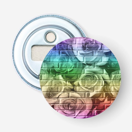 Brick-Rose 16 Rainbow-Round Bottle Opener Flaschenöffner (Vorderseite)