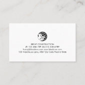 Brick Stone Construction Business Card Visitenkarte (Rückseite)