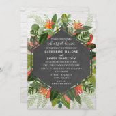 Brick Tropical Botanical Wedding Probe Dinner Einladung (Vorne/Hinten)