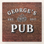 Brick Wall Beer Brille Ihr Pub Jahr etabliert Glasuntersetzer (Vorderseite)