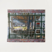Brick Wall Broken Window Graffiti Wall Art Wandteppich (Vorderseite (Horizontal))