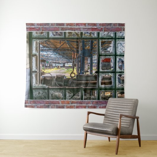 Brick Wall Broken Window Graffiti Wall Art Wandteppich (Beispiel (Horizontal))