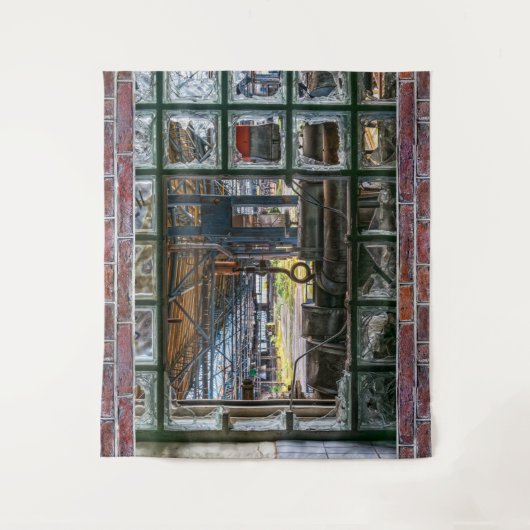 Brick Wall Broken Window Graffiti Wall Art Wandteppich (Vorderseite)