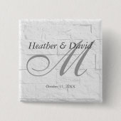 Brick Wall Calligraphy Script Monogram Wedding Button (Vorderseite)