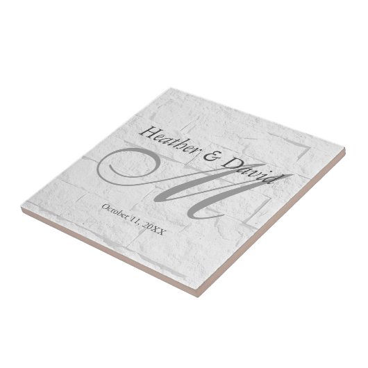 Brick Wall Calligraphy Script Monogram Wedding Fliese (Seite)