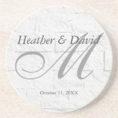 Brick Wall Calligraphy Script Monogram Wedding Getränkeuntersetzer (Vorne)