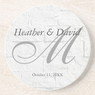 Brick Wall Calligraphy Script Monogram Wedding Getränkeuntersetzer
