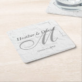 Brick Wall Calligraphy Script Monogram Wedding Rechteckiger Pappuntersetzer (angewinkelt)