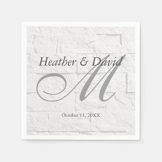 Brick Wall Calligraphy Script Monogram Wedding Serviette (Vorderseite)