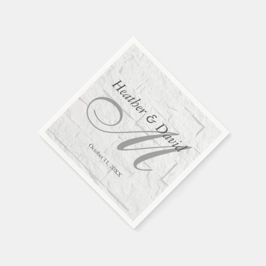 Brick Wall Calligraphy Script Monogram Wedding Serviette (Ecke)