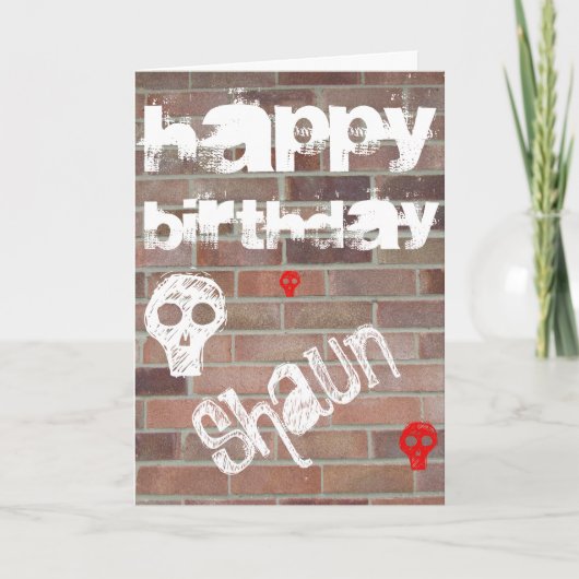 Brick Wall Card, Skulls und Chalk Writing Card Karte (Vorderseite)