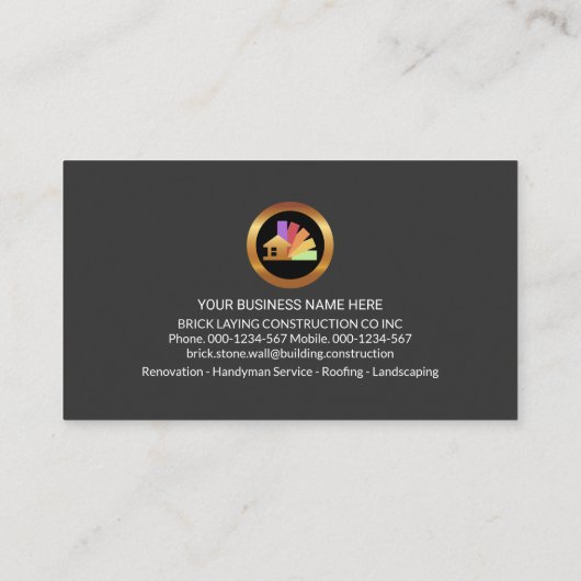 Brick Wall Gold Wave Brick Layer Visitenkarte (Rückseite)