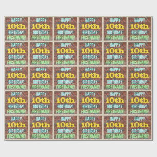 Brick Wall Graffiti  10. Geburtstag + Name Geschenkpapier