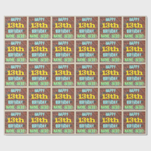 Brick Wall Graffiti  13. Geburtstag + Name Geschenkpapier