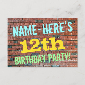 Brick Wall Graffiti Inspiriert 12. Geburtstag + Na Einladung