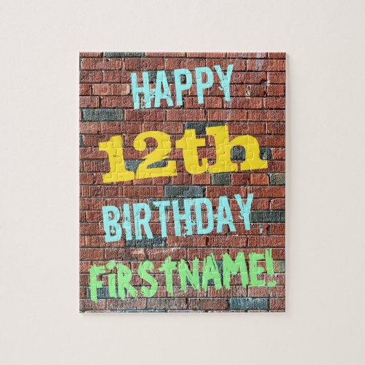 Brick Wall Graffiti Inspiriert 12. Geburtstag + Na Puzzle (Vertikal)