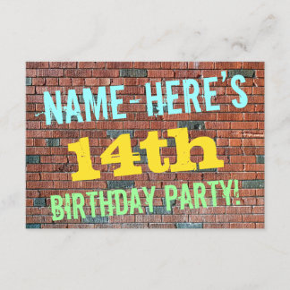 Brick Wall Graffiti Inspiriert 14. Geburtstag + Na Einladung