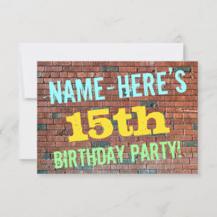Brick Wall Graffiti Inspiriert 15. Geburtstag + Na Einladung