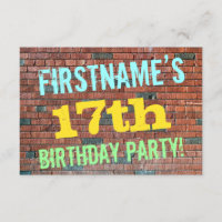 Brick Wall Graffiti Inspiriert 17. Geburtstag + Na