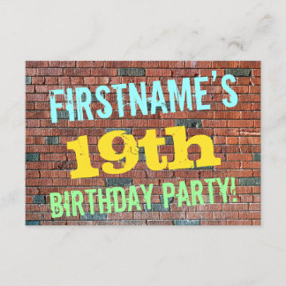 Brick Wall Graffiti Inspiriert 19. Geburtstag + Na Einladung