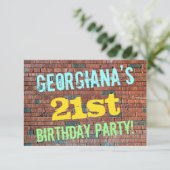Brick Wall Graffiti Inspiriert 21. Geburtstag + Na Einladung (Stehend Vorderseite)