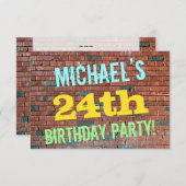 Brick Wall Graffiti Inspiriert 24. Geburtstag + Na Einladung (Vorne/Hinten)