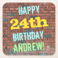 Brick Wall Graffiti Inspiriert 24. Geburtstag + Na
