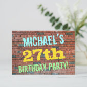 Brick Wall Graffiti Inspiriert 27. Geburtstag + Na Einladung (Stehend Vorderseite)