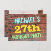 Brick Wall Graffiti Inspiriert 27. Geburtstag + Na Einladung (Vorne/Hinten)