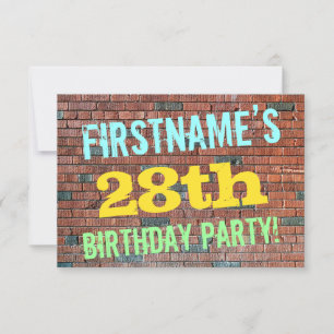 Brick Wall Graffiti Inspiriert 28. Geburtstag + Na Einladung