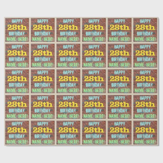 Brick Wall Graffiti Inspiriert 28. Geburtstag + Na Geschenkpapier (Flach)