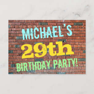Brick Wall Graffiti Inspiriert 29. Geburtstag + Na Einladung