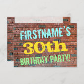 Brick Wall Graffiti Inspiriert 30. Geburtstag + Na Einladung (Vorne/Hinten)