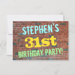 Brick Wall Graffiti Inspiriert 31. Geburtstag + Na Einladung