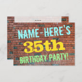 Brick Wall Graffiti Inspiriert 35. Geburtstag + Na Einladung (Vorne/Hinten)