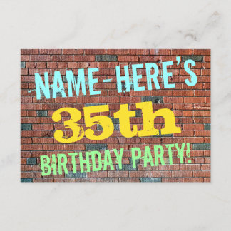 Brick Wall Graffiti Inspiriert 35. Geburtstag + Na Einladung