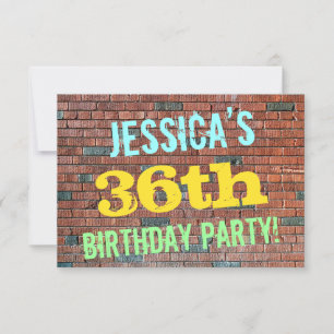 Brick Wall Graffiti Inspiriert 36. Geburtstag + Na Einladung