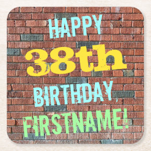 Brick Wall Graffiti Inspiriert 38. Geburtstag + Na Rechteckiger Pappuntersetzer