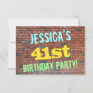 Brick Wall Graffiti Inspiriert 41. Geburtstag + Na Einladung
