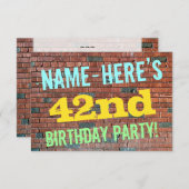 Brick Wall Graffiti Inspiriert 42. Geburtstag + Na Einladung (Vorne/Hinten)