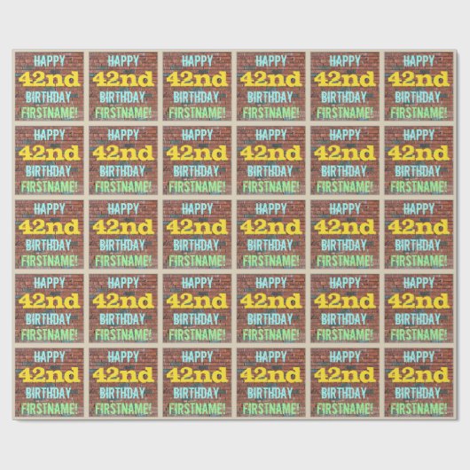 Brick Wall Graffiti Inspiriert 42. Geburtstag + Na Geschenkpapier (Flach)