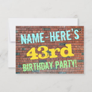 Brick Wall Graffiti Inspiriert 43. Geburtstag + Na Einladung