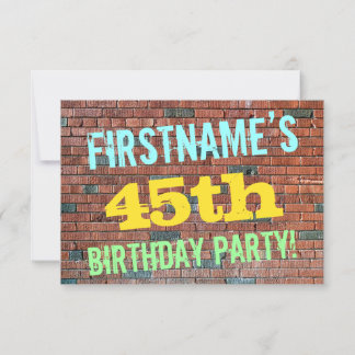 Brick Wall Graffiti Inspiriert 45. Geburtstag + Na Einladung