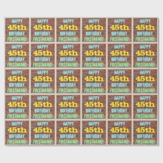 Brick Wall Graffiti Inspiriert 45. Geburtstag + Na Geschenkpapier (Flach)